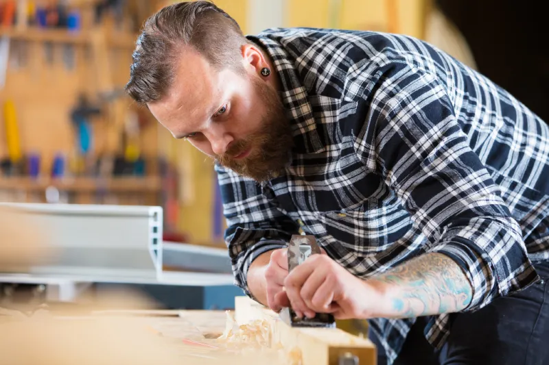 Hardwood flooring installation in progress